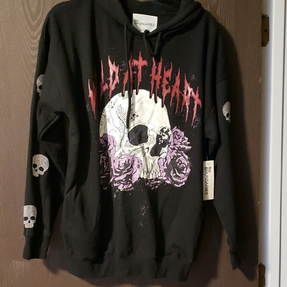 No Boundaries Tops - No Boundaries Black Wild At Heart Skull Hoodie